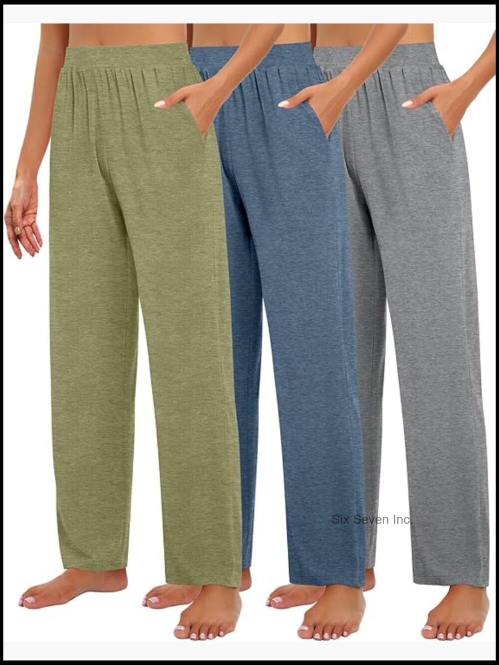 3 Pack Women's Lounge Pants, Cozy Wide Leg Yoga Sweatpant with Pockets